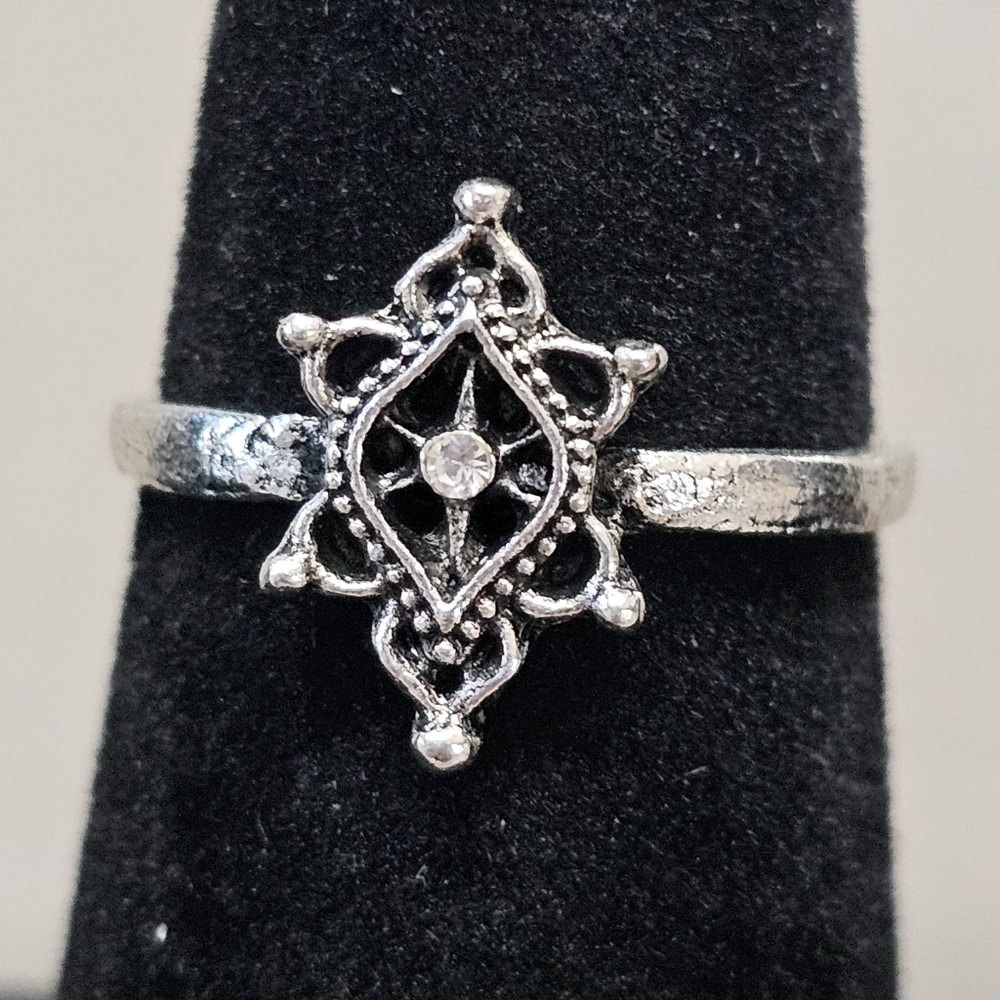Mandala Sunburst Boho Silver Tone Ring